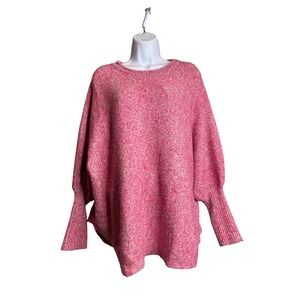 Michael Stars Womens Selina Pink Sweater Sz M Chunky‎ Oversized Slouchy Coastal
